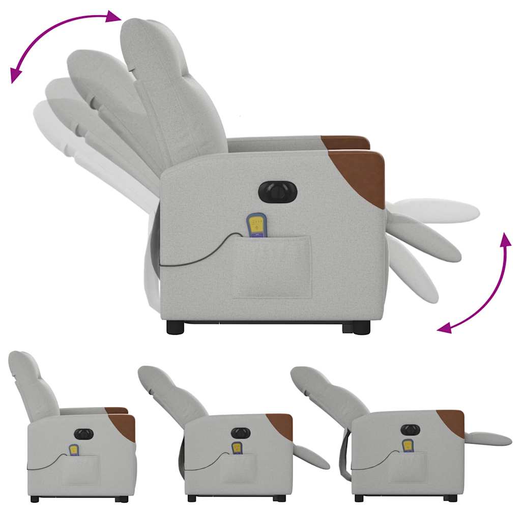 vidaXL Ηλεκτρική όρθια πολυθρόνα μασάζ Ύφασμα Γκρι σύννεφο