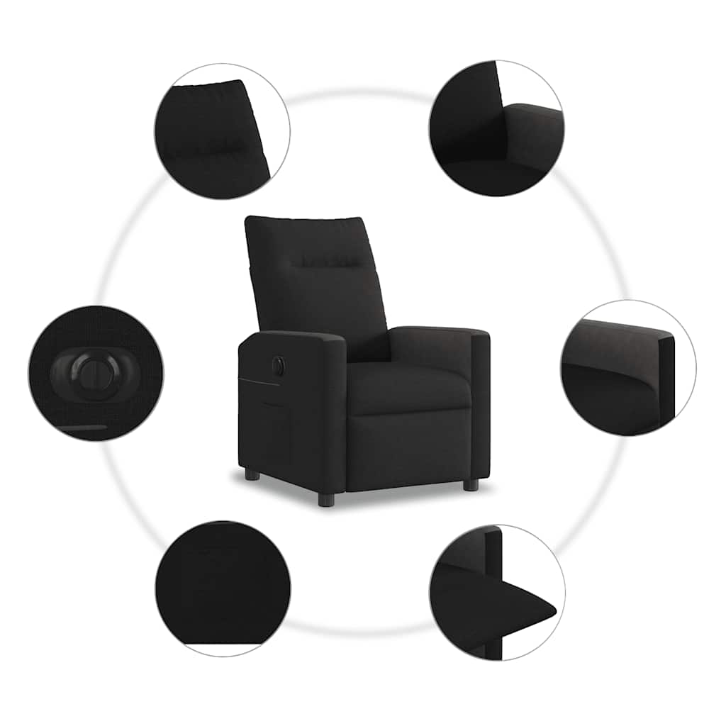 vidaXL Πολυθρόνα Ανακλινόμενη Ηλεκτρική Μαύρη Υφασμάτινη