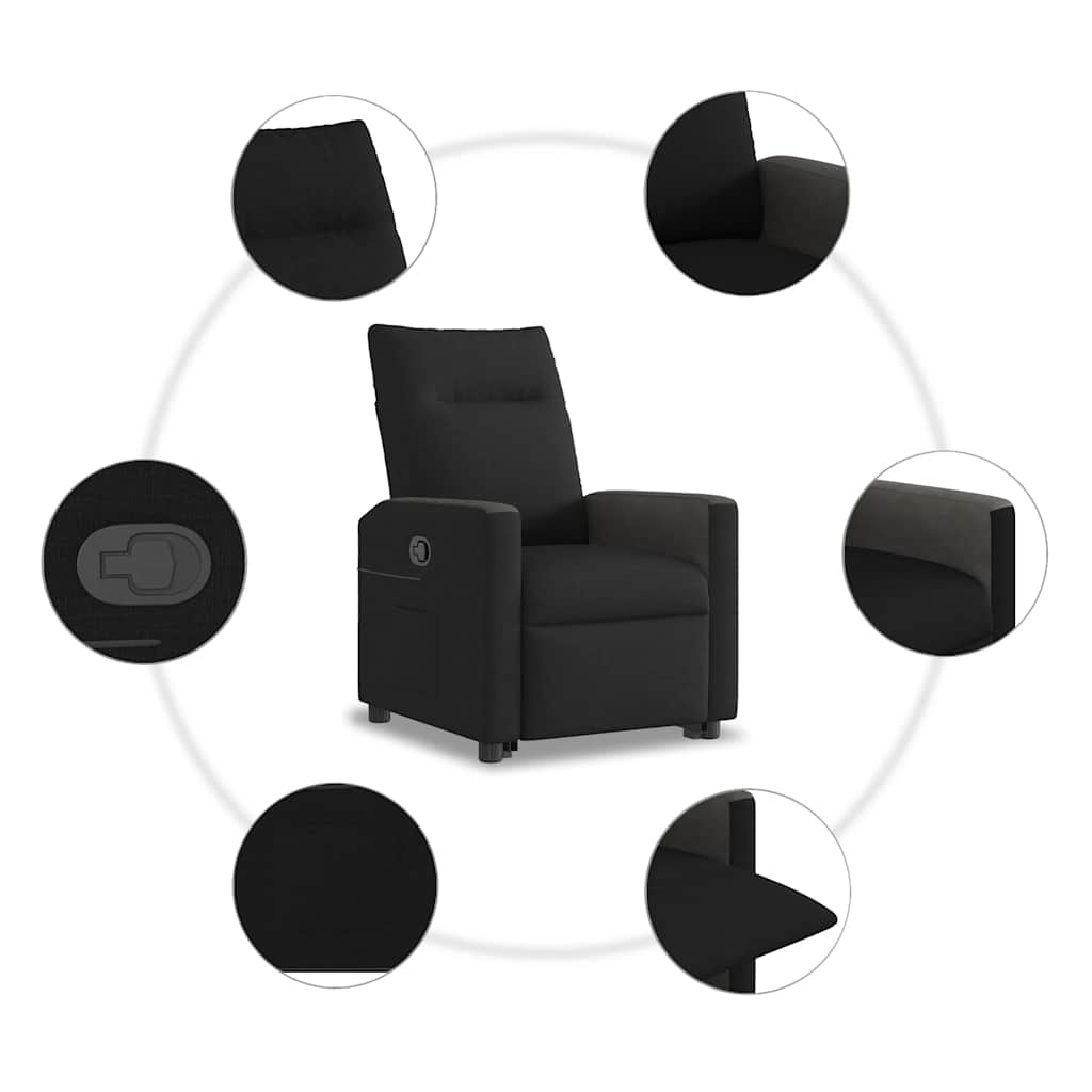 vidaXL Πολυθρόνα Ανακλινόμενη με Ανύψωση Μαύρη Υφασμάτινη