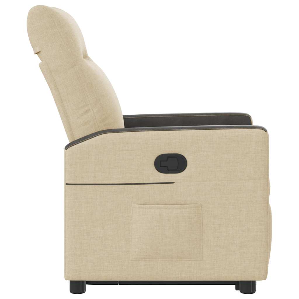 vidaXL Πολυθρόνα Ανακλινόμενη με Ανύψωση Κρεμ Υφασμάτινη