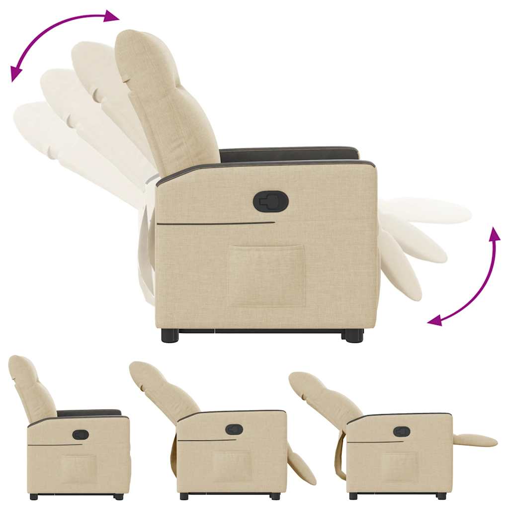 vidaXL Πολυθρόνα Ανακλινόμενη με Ανύψωση Κρεμ Υφασμάτινη