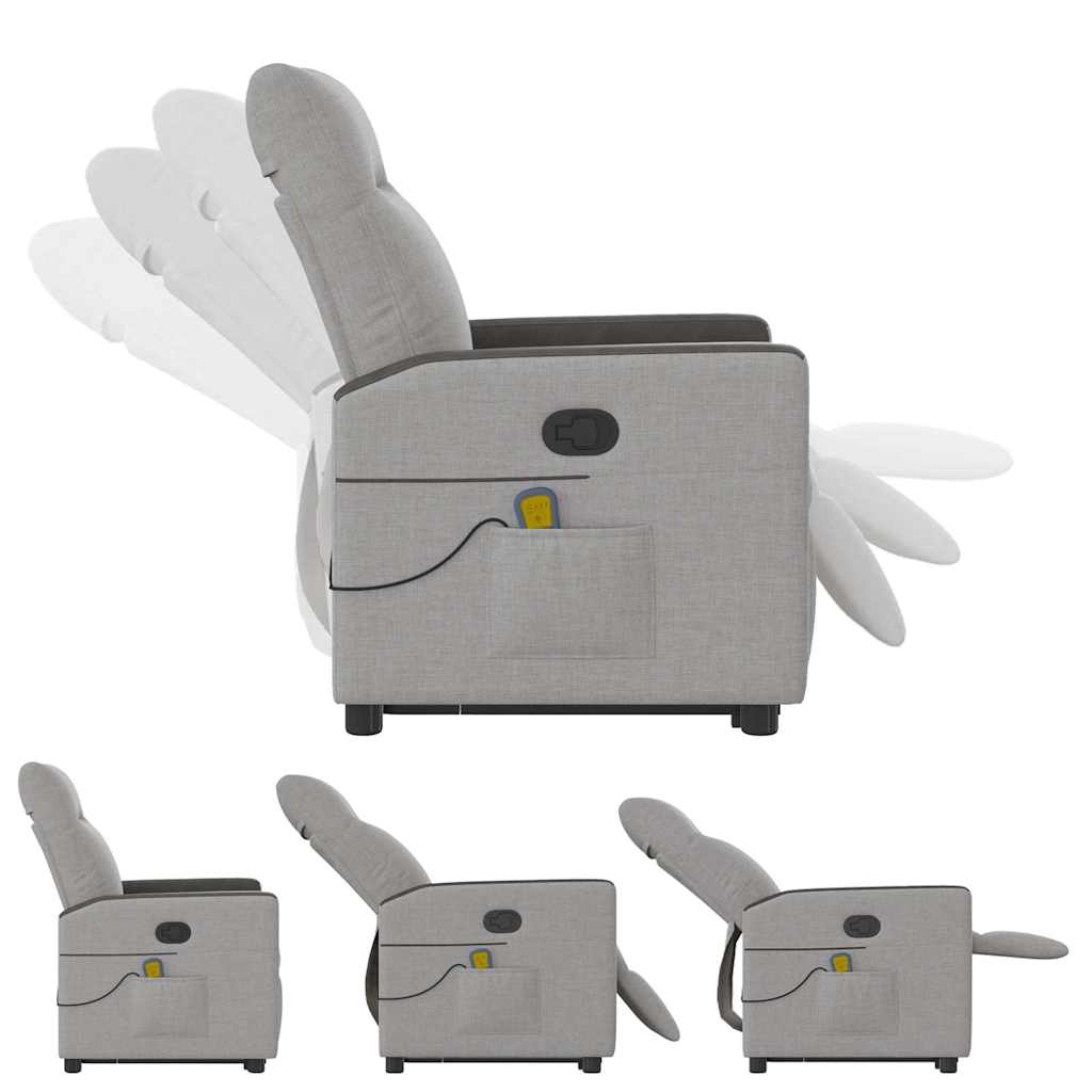 vidaXL Μόνιμη πολυθρόνα μασάζ καρέκλα ανάκλισης σύννεφο γκρι ύφασμα