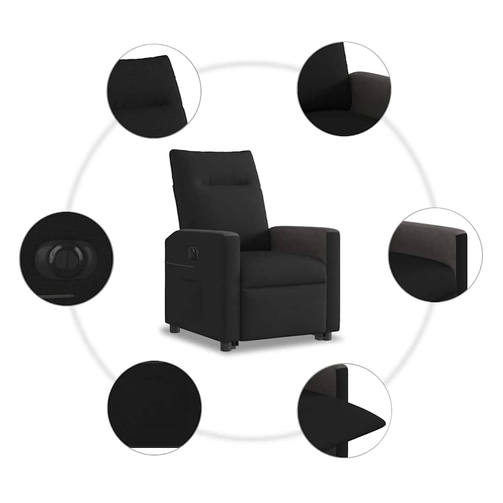 vidaXL Πολυθρόνα Ηλεκτρική Ανακλινόμενη με Ανύψωση Μαύρη Υφασμάτινη