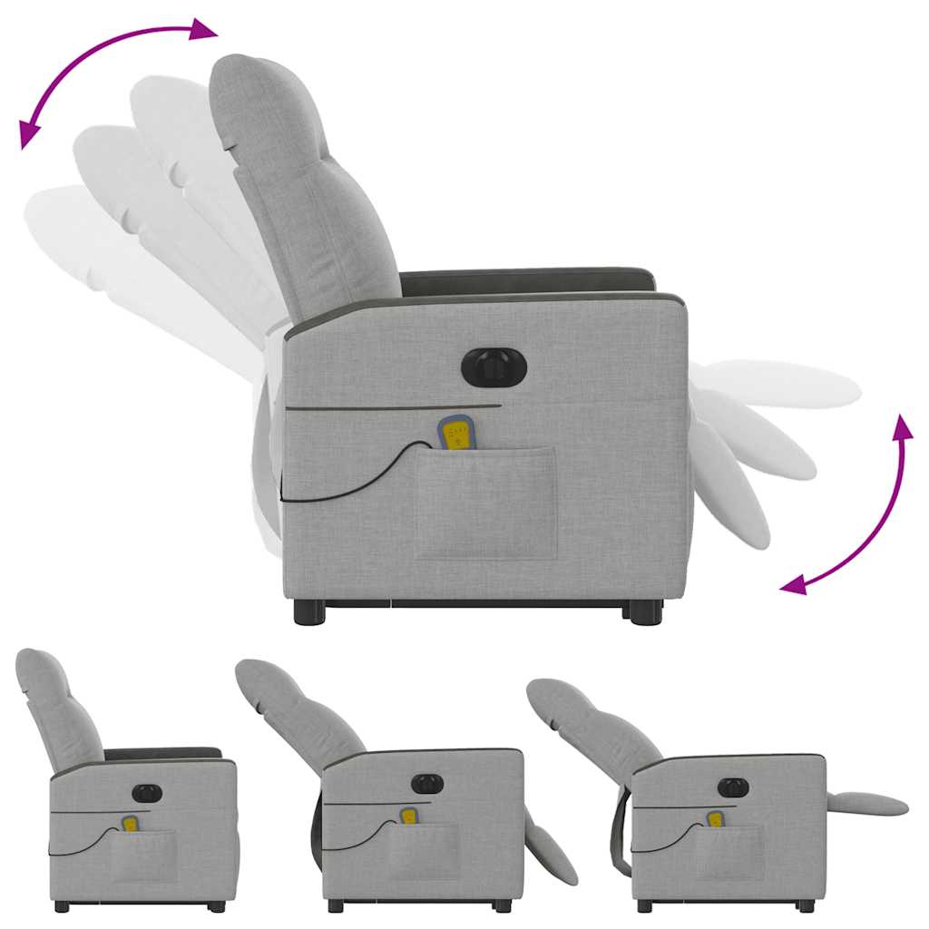 vidaXL Ηλεκτρική όρθια πολυθρόνα μασάζ Ύφασμα Γκρι σύννεφο