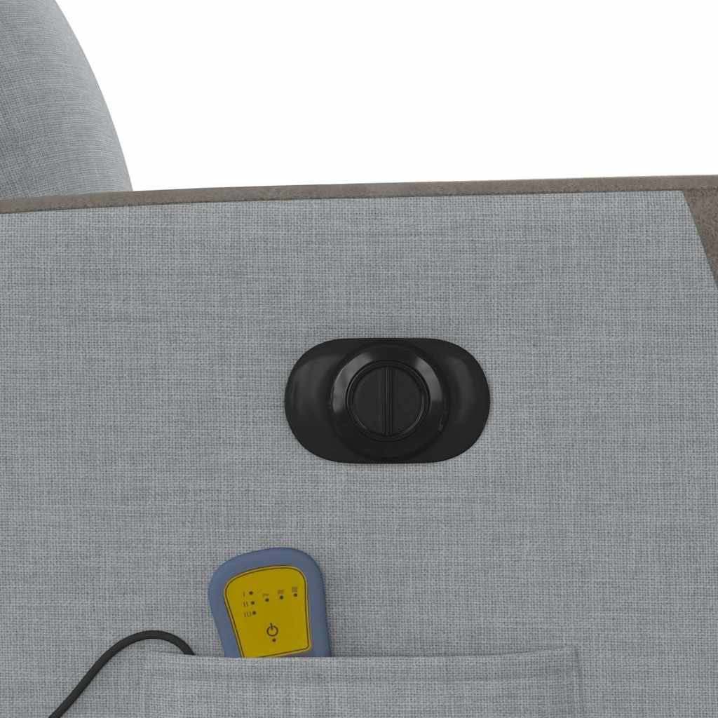 vidaXL Πολυθρόνα Μασάζ Ηλεκτρική με Ανάκλιση Ανοιχτό Γκρι Υφασμάτινη