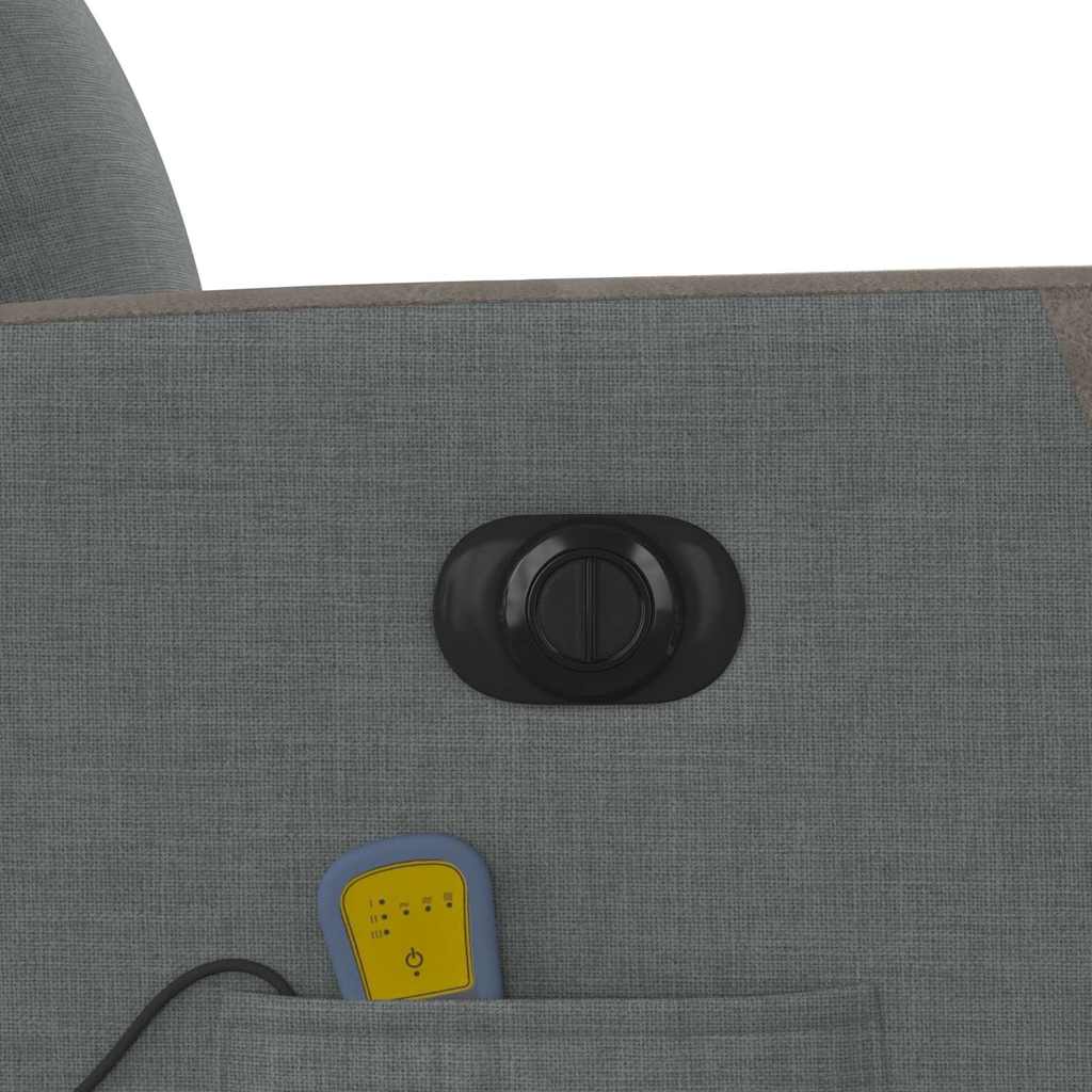 vidaXL Πολυθρόνα Μασάζ Ανακλινόμενη Ηλεκτρική Σκούρο Γκρι Υφασμάτινη