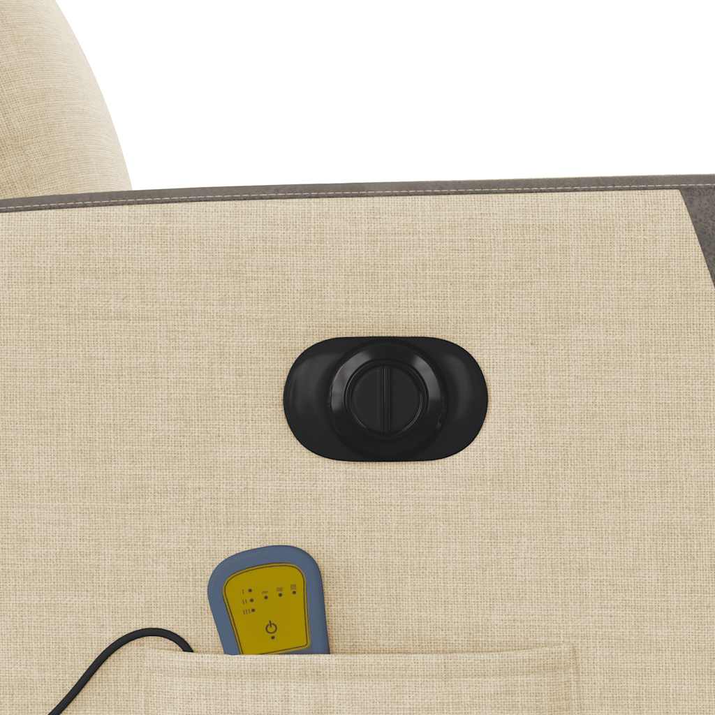 vidaXL Πολυθρόνα Μασάζ Ανακλινόμενη Ηλεκτρική Κρεμ Υφασμάτινη