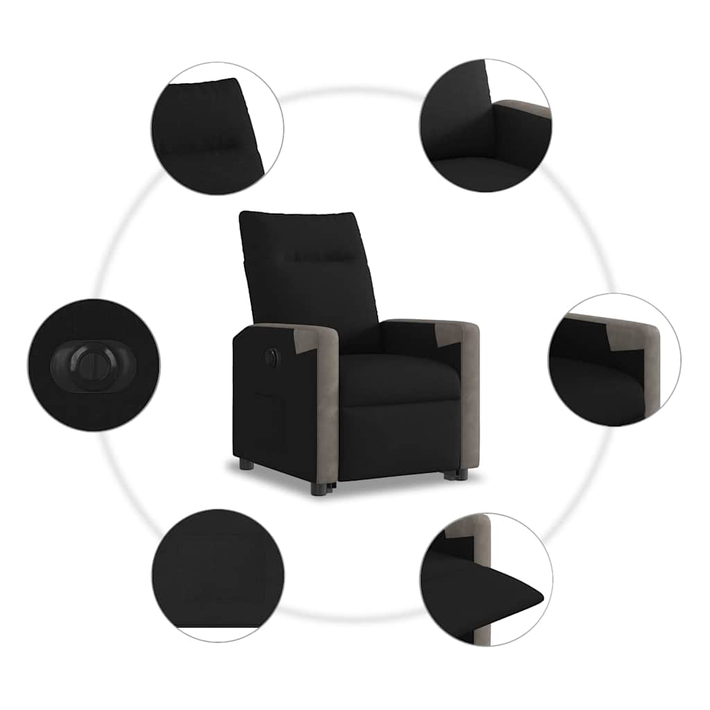 vidaXL Πολυθρόνα Ηλεκτρική Ανακλινόμενη με Ανύψωση Μαύρη Υφασμάτινη