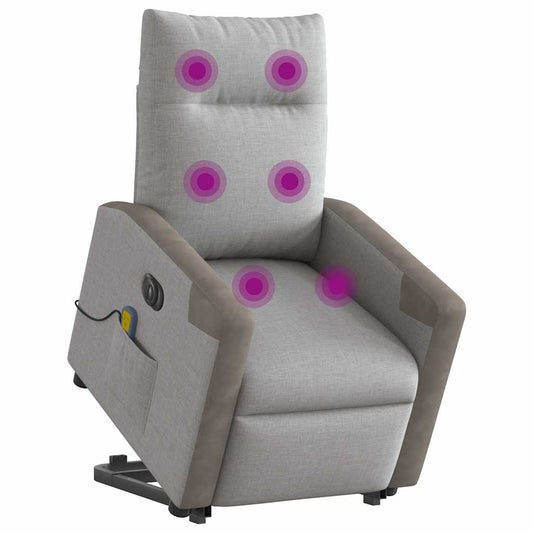 vidaXL Ηλεκτρική όρθια πολυθρόνα μασάζ Ύφασμα Γκρι σύννεφο