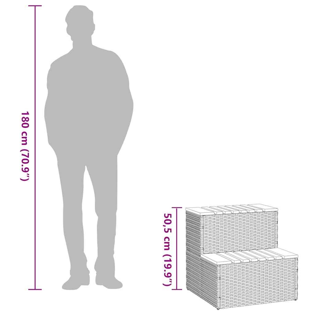 vidaXL Βήμα υδρομασάζ Μπεζ 50x50x50,5εκ. Συνθετικό Ρατάν/Μασίφ Ακακίας