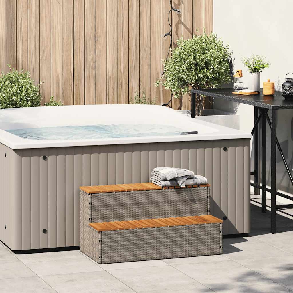 vidaXL Βήμα υδρομασάζ Γκρι 100x50x50,5 εκ. Συνθετικό Ρατάν/Ακακίας