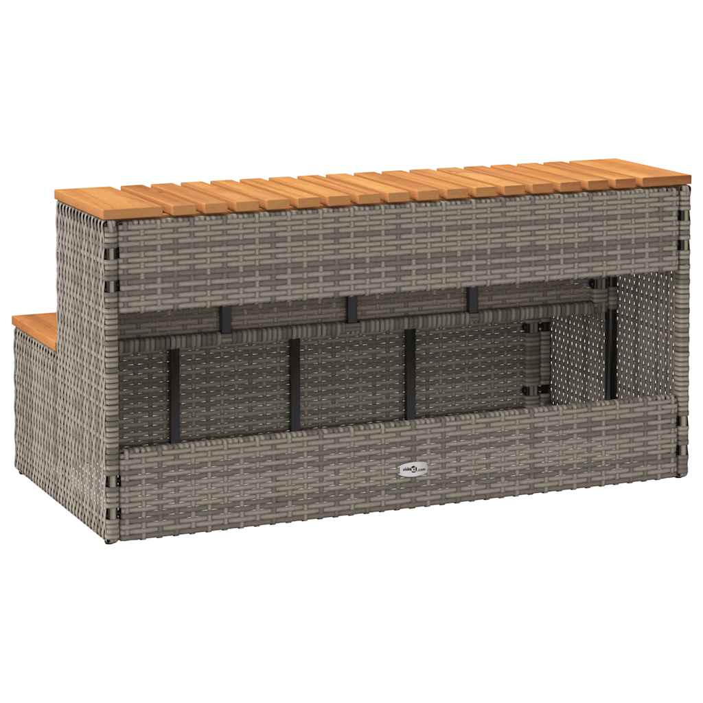 vidaXL Βήμα υδρομασάζ Γκρι 100x50x50,5 εκ. Συνθετικό Ρατάν/Ακακίας