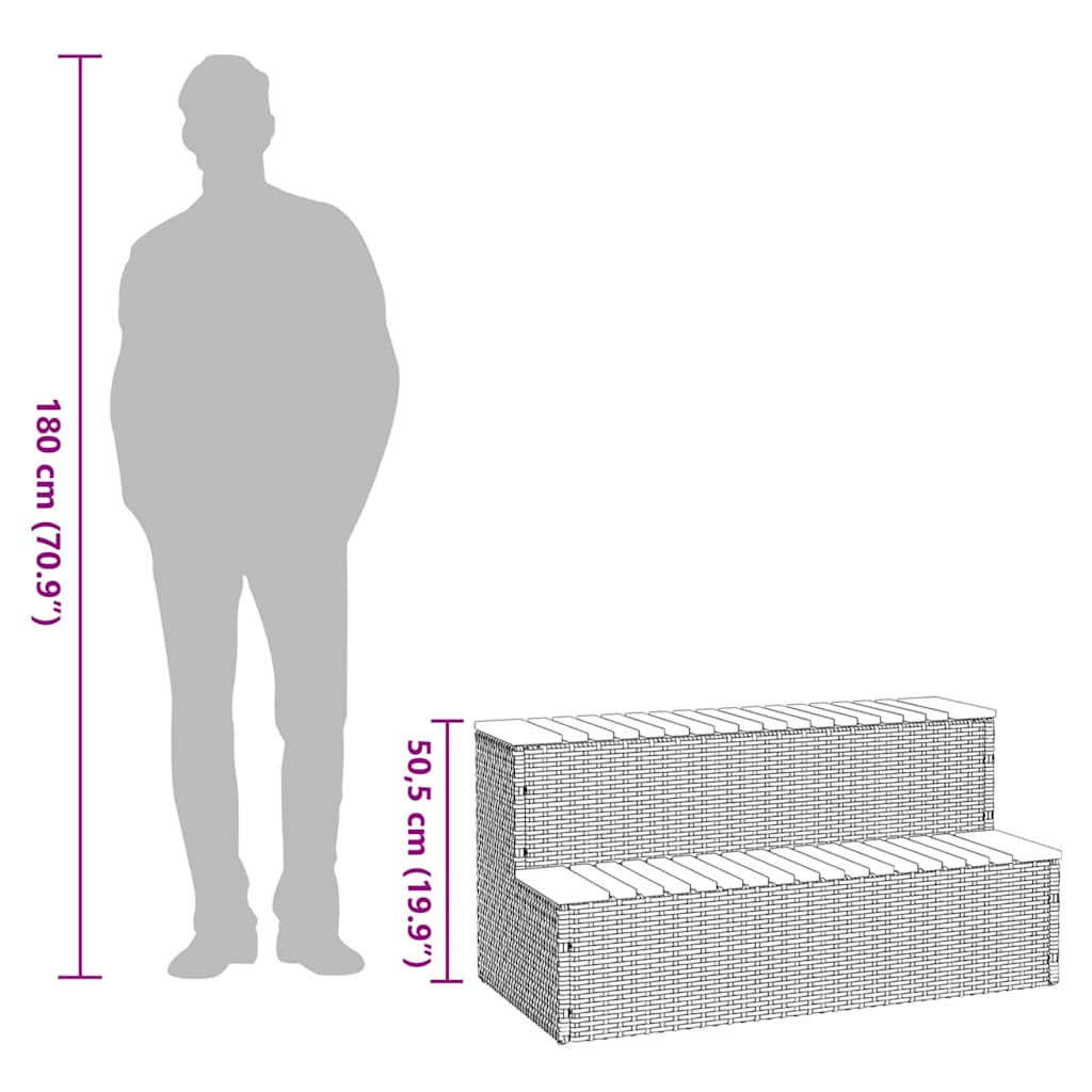 vidaXL Βήμα υδρομασάζ Μπεζ 100x50x50,5 εκ. Συνθετικό Ρατάν/Ακακίας