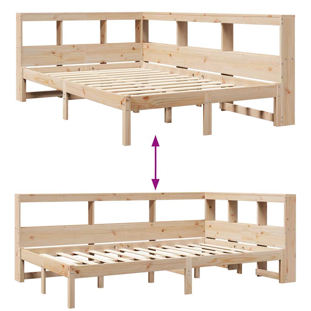 vidaXL Κρεβάτι Βιβλιοθήκη Χωρίς Στρώμα 120x190 εκ Μασίφ Ξύλο Πεύκου