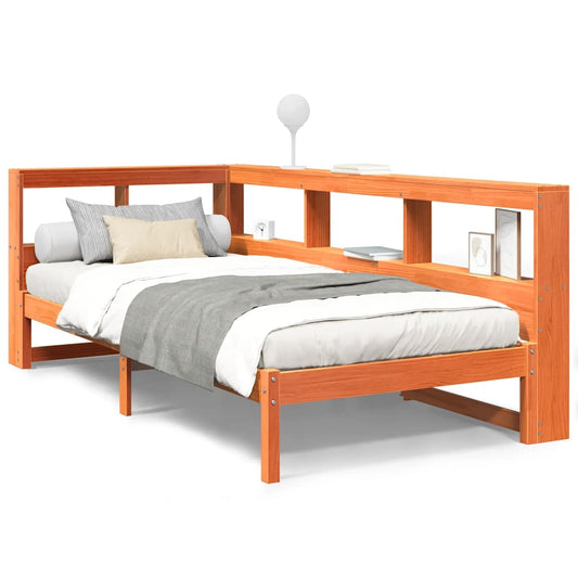 vidaXL Κρεβάτι Βιβλιοθήκη Χωρίς Στρώμα 75x190 εκ Μασίφ Ξύλο Πεύκου