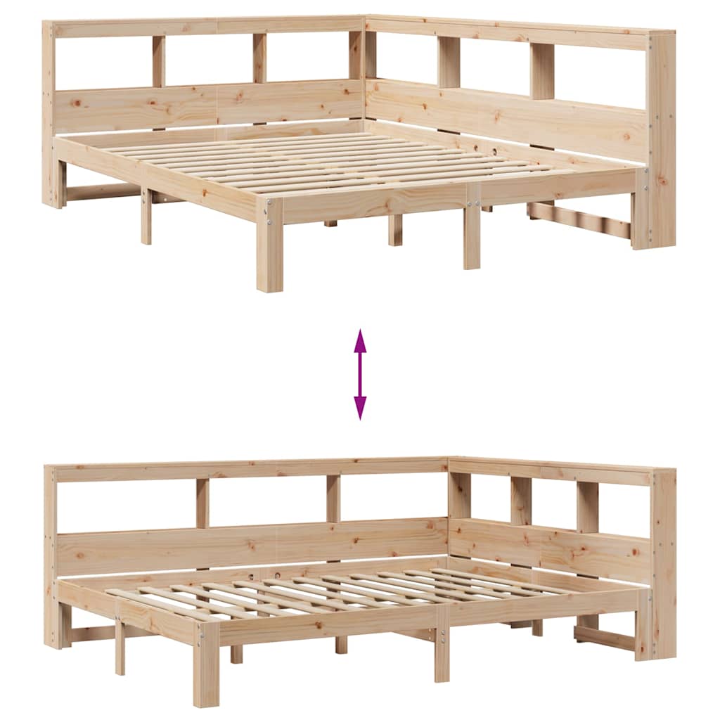 vidaXL Κρεβάτι Βιβλιοθήκη Χωρίς Στρώμα 160x200 εκ Μασίφ Ξύλο Πεύκου