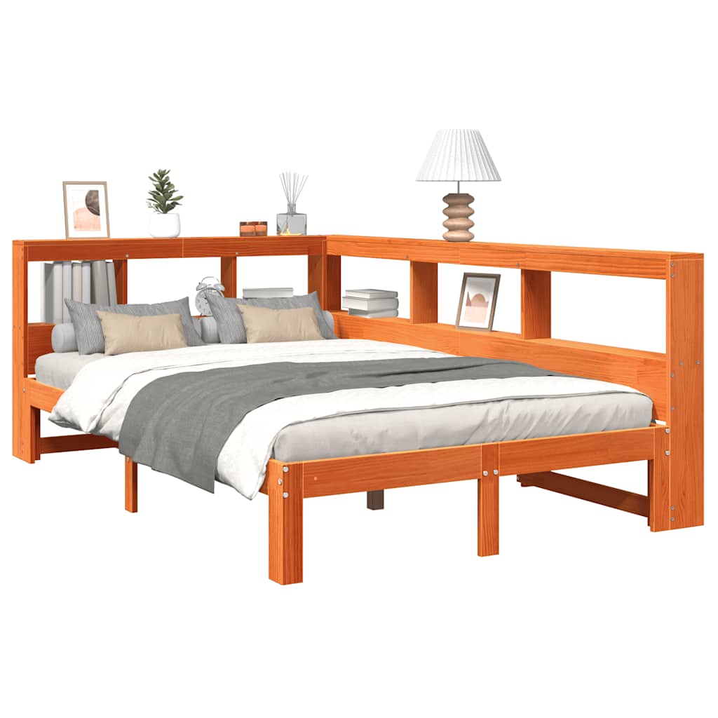 vidaXL Κρεβάτι Βιβλιοθήκη Χωρίς Στρώμα 120x200 εκ Μασίφ Ξύλο Πεύκου