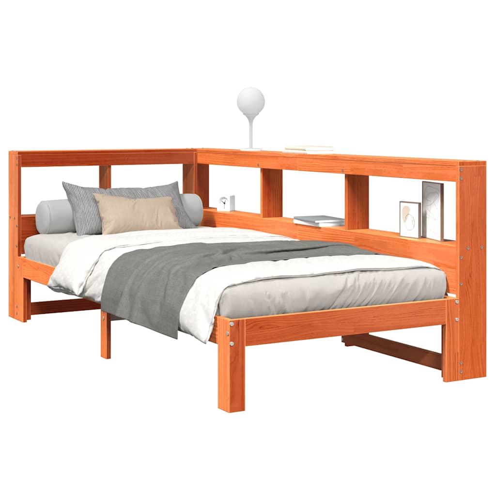 vidaXL Κρεβάτι Βιβλιοθήκη Χωρίς Στρώμα 90x190 εκ Μασίφ Ξύλο Πεύκου