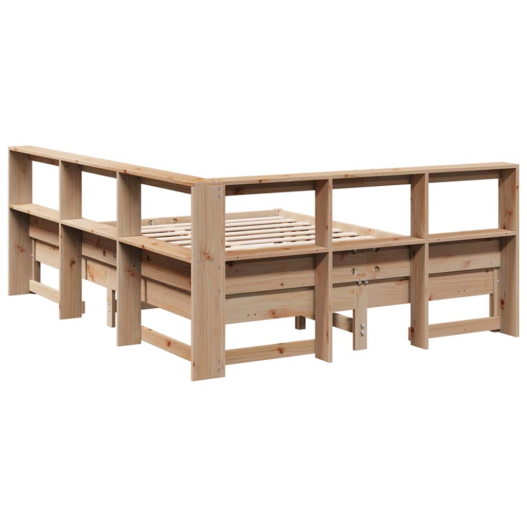 vidaXL Κρεβάτι Βιβλιοθήκη Χωρίς Στρώμα 150x200 εκ Μασίφ Ξύλο Πεύκου