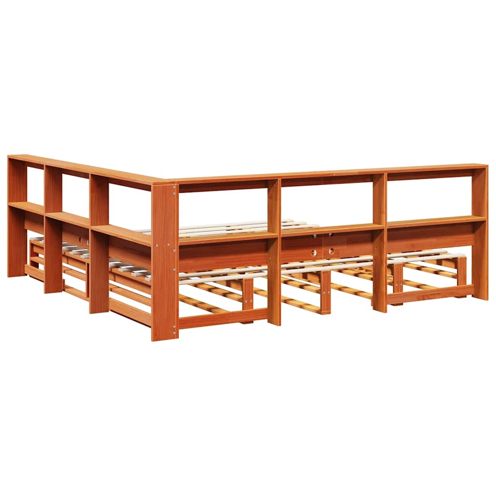 vidaXL Κρεβάτι Βιβλιοθήκη Χωρίς Στρώμα 180x200 εκ Μασίφ Ξύλο Πεύκου