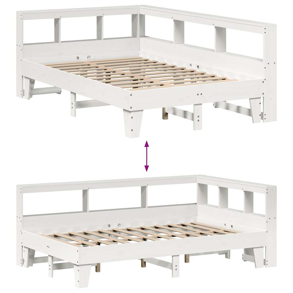 vidaXL Κρεβάτι Βιβλιοθήκη Χωρίς Στρώμα 120x200 εκ Μασίφ Ξύλο Πεύκο