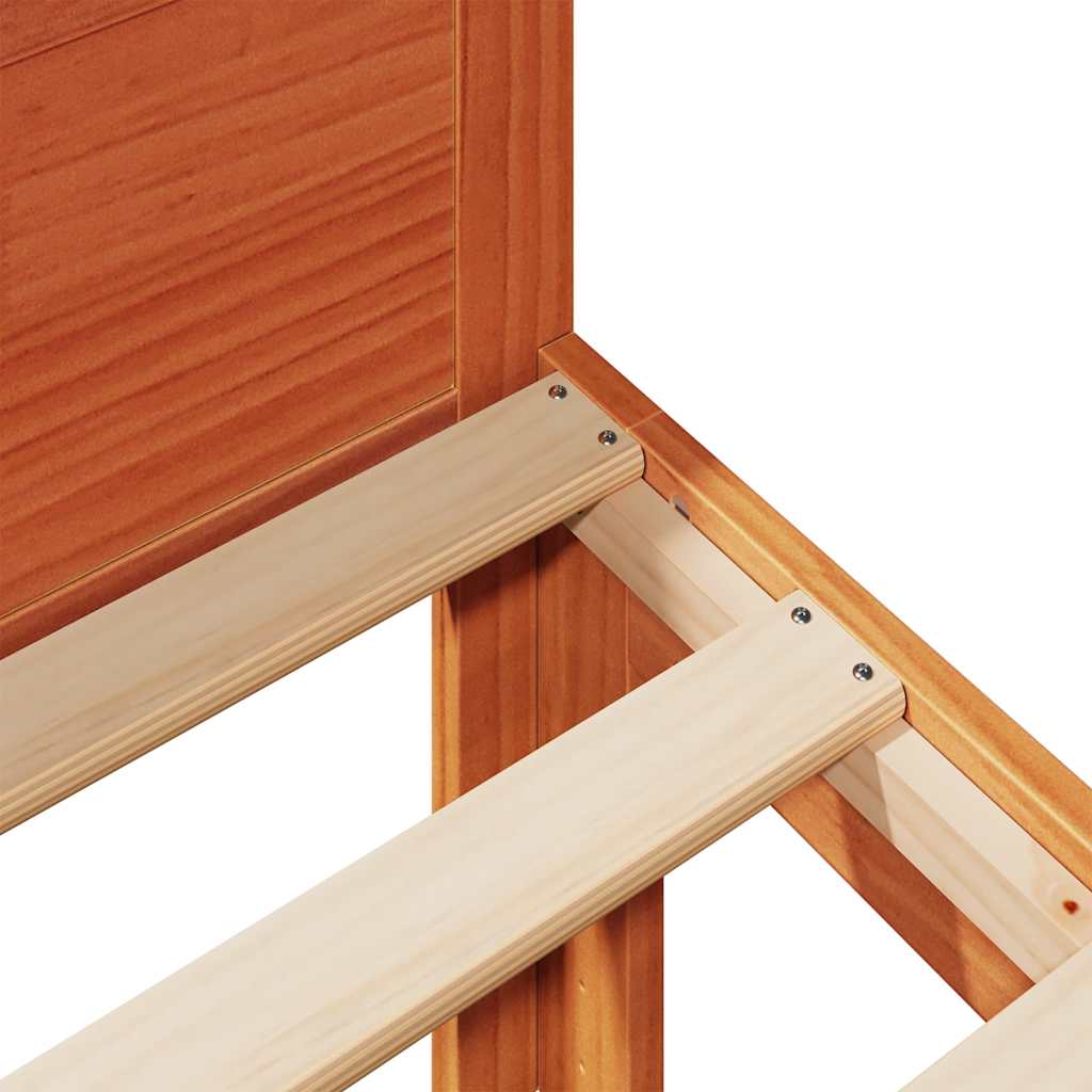 vidaXL Πλαίσιο οικογενειακού κρεβατιού χωρίς στρώμα κερί καφέ πεύκο