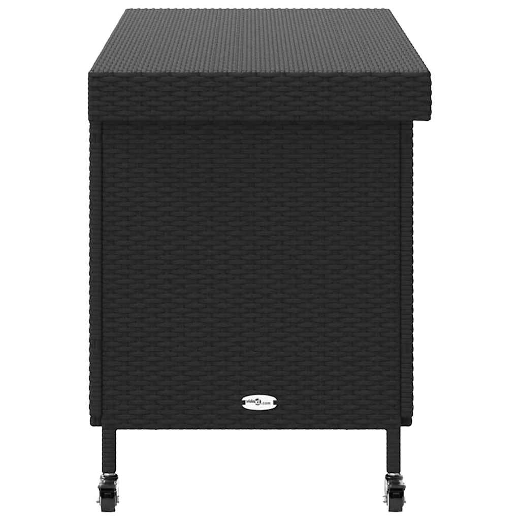 vidaXL κουτί αποθήκευσης κήπου με ρόδες μαύρο 110x55x73 cm