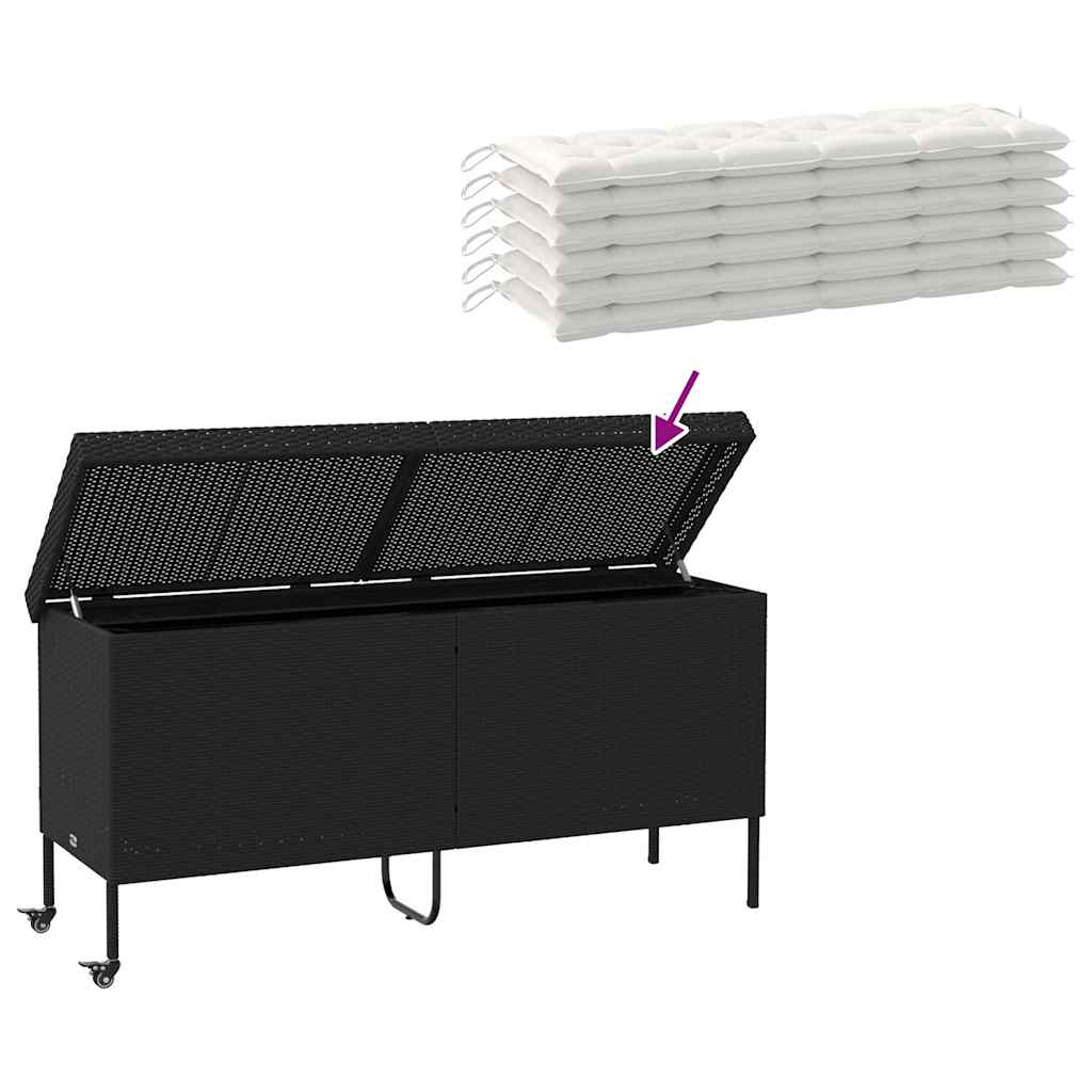 vidaXL Κουτί Αποθήκευσης Κήπου με Ρόδες 160x55x75 εκ. Συνθετικό Ρατάν