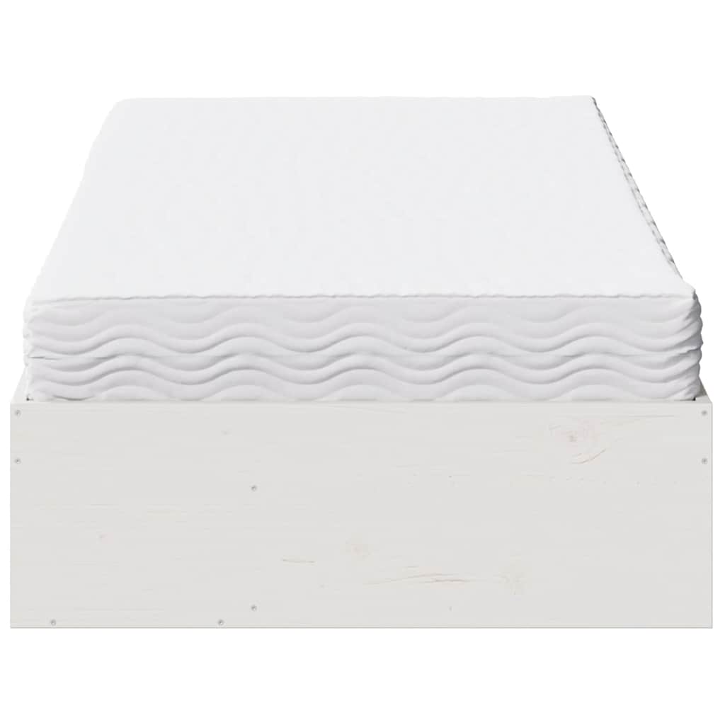 vidaXL Κρεβάτι ημέρας με στρώμα Λευκό 100x200 cm από μασίφ ξύλο πεύκο