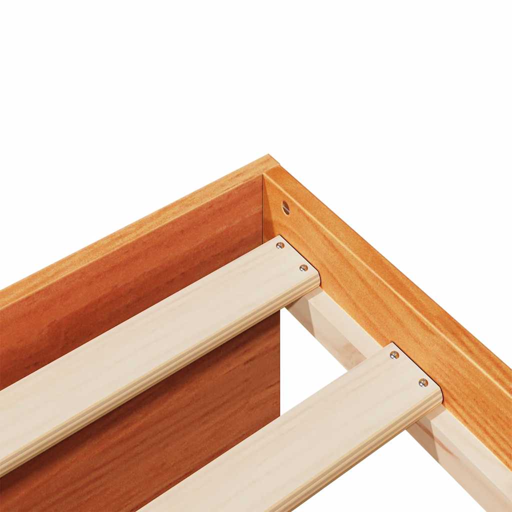 vidaXL Καναπές Κρεβάτι με Στρώμα Καφέ 90x200 εκ. Μασίφ Ξύλο Πεύκου