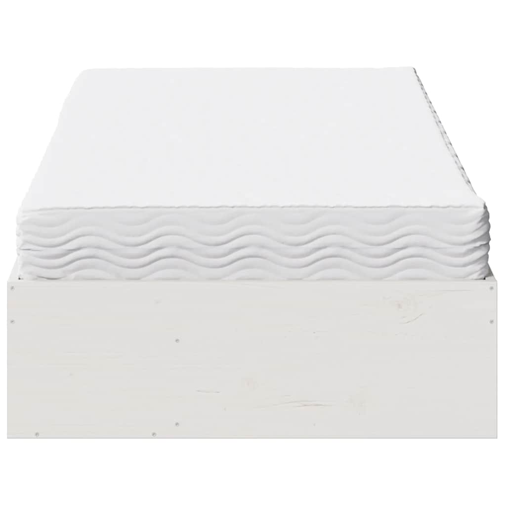 vidaXL Καναπές Κρεβάτι με Στρώμα Λευκό 80x200 εκ. Μασίφ Ξύλο Πεύκου