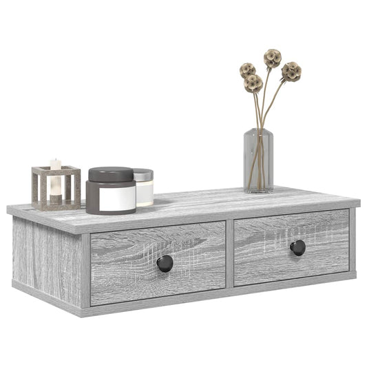 vidaXL Ράφι τοίχου με συρτάρια Grey Sonoma Κατασκευασμένο ξύλο