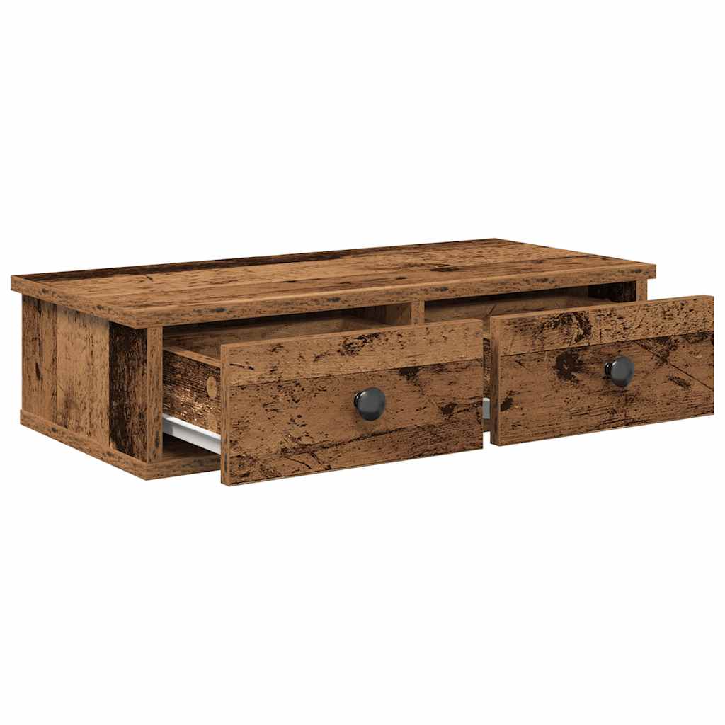 vidaXL Ράφι τοίχου με συρτάρια Παλιό ξύλο Κατασκευασμένο ξύλο