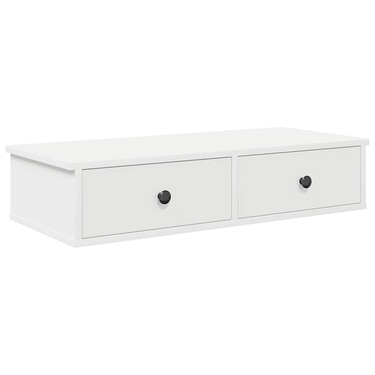 vidaXL Ράφι τοίχου με συρτάρια Λευκό 80x34x17 cm Κατασκευασμένο ξύλο