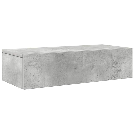 vidaXL Ράφι τοίχου με συρτάρια Γκρι μπετόν 60x26,5x15 cm Ξύλο μηχανής
