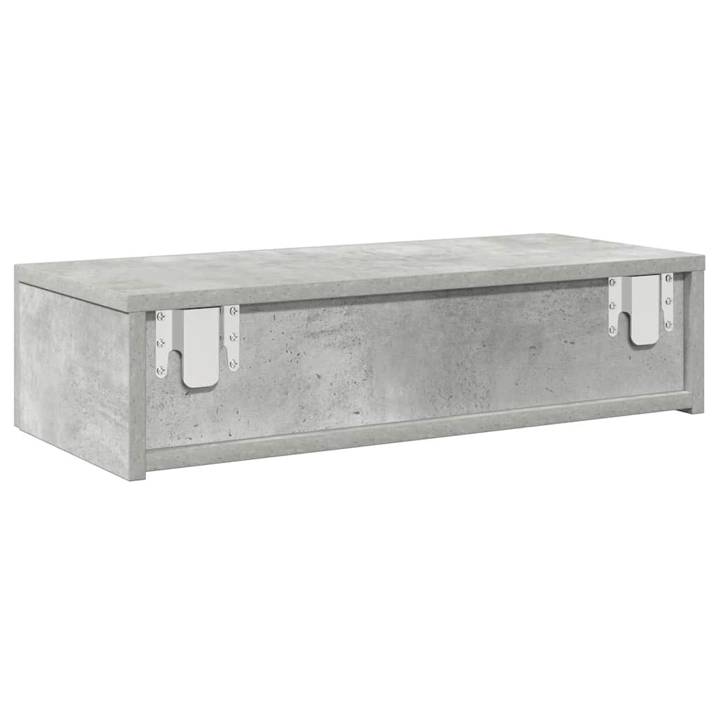 vidaXL Ράφι τοίχου με συρτάρια Γκρι μπετόν 60x26,5x15 cm Ξύλο μηχανής