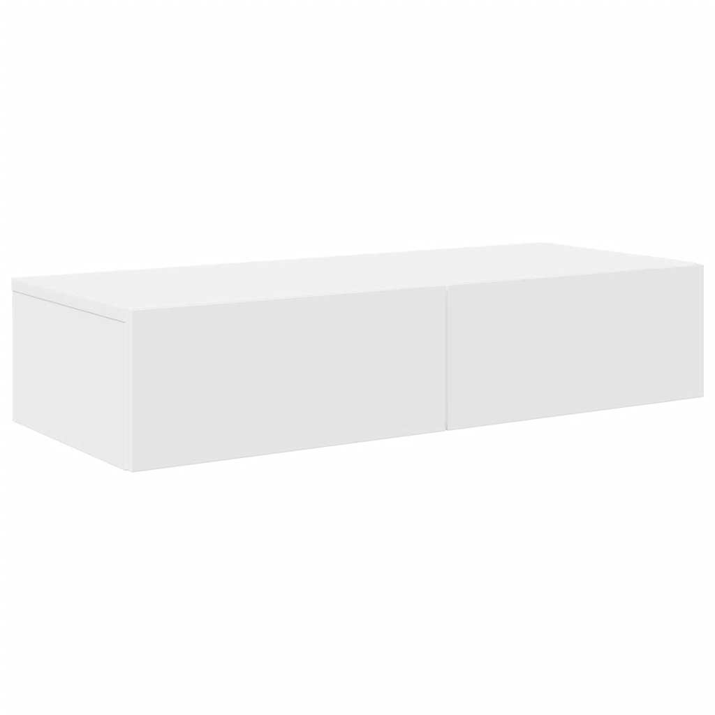 vidaXL Ράφι τοίχου με συρτάρια Λευκό 80x33x17 cm Κατασκευασμένο ξύλο