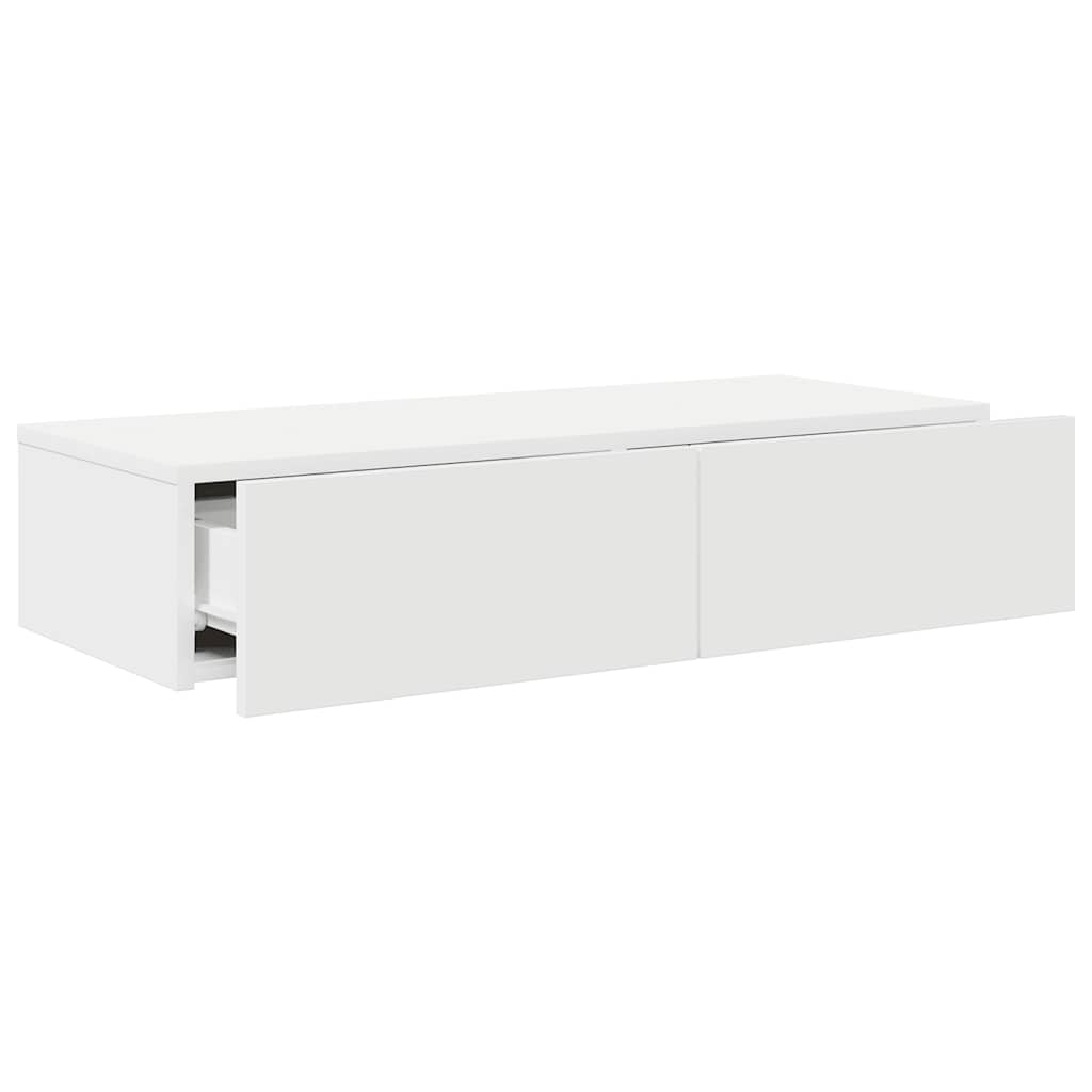 vidaXL Ράφι τοίχου με συρτάρια Λευκό 80x33x17 cm Κατασκευασμένο ξύλο