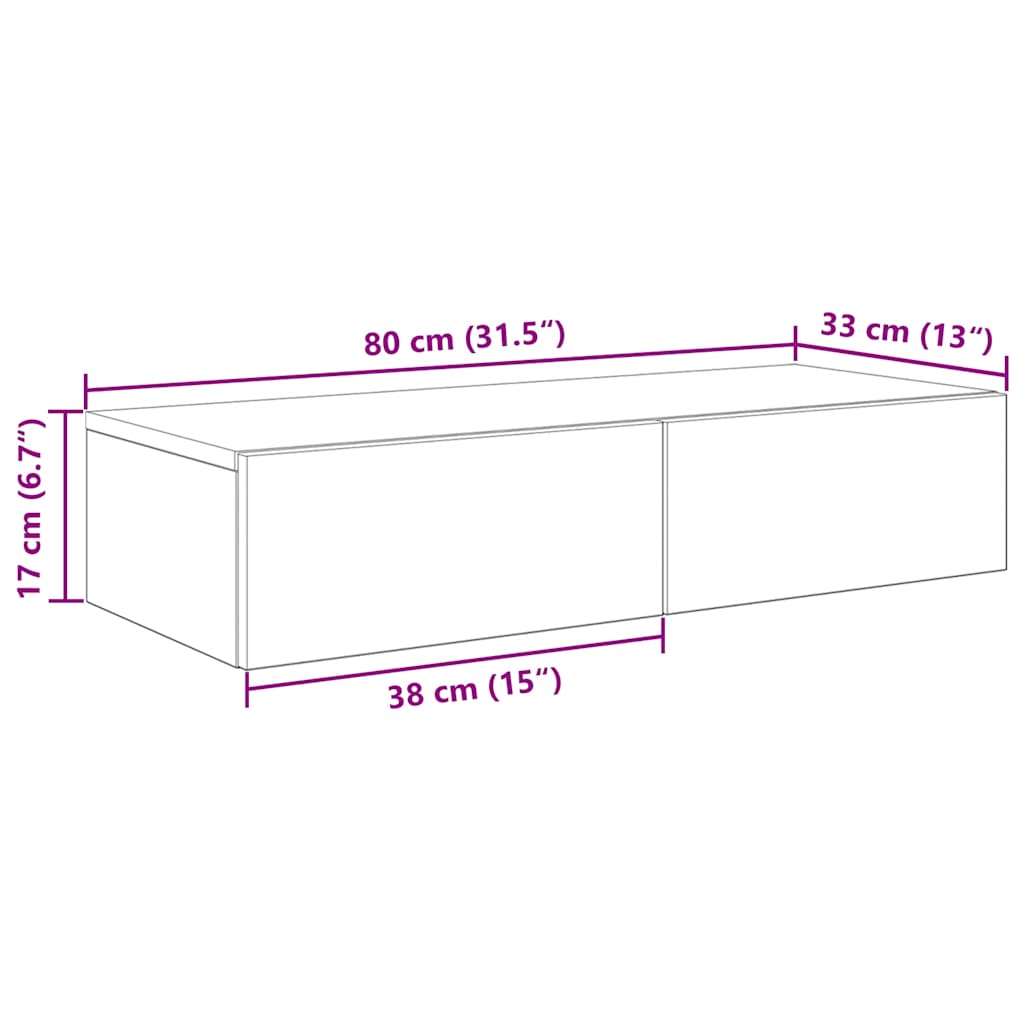 vidaXL Ράφι τοίχου με συρτάρια Λευκό 80x33x17 cm Κατασκευασμένο ξύλο