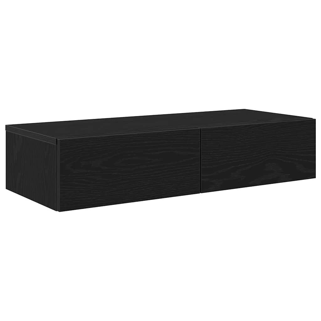vidaXL Ράφι τοίχου με συρτάρια Μαύρο 80x33x17 cm Κατασκευασμένο ξύλο