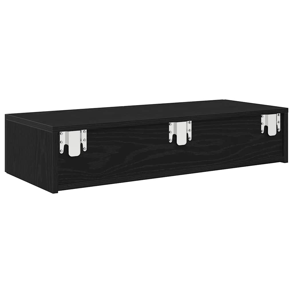 vidaXL Ράφι τοίχου με συρτάρια Μαύρο 80x33x17 cm Κατασκευασμένο ξύλο