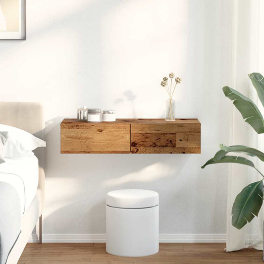 vidaXL Ράφι τοίχου με συρτάρια Παλιό ξύλο Κατασκευασμένο ξύλο