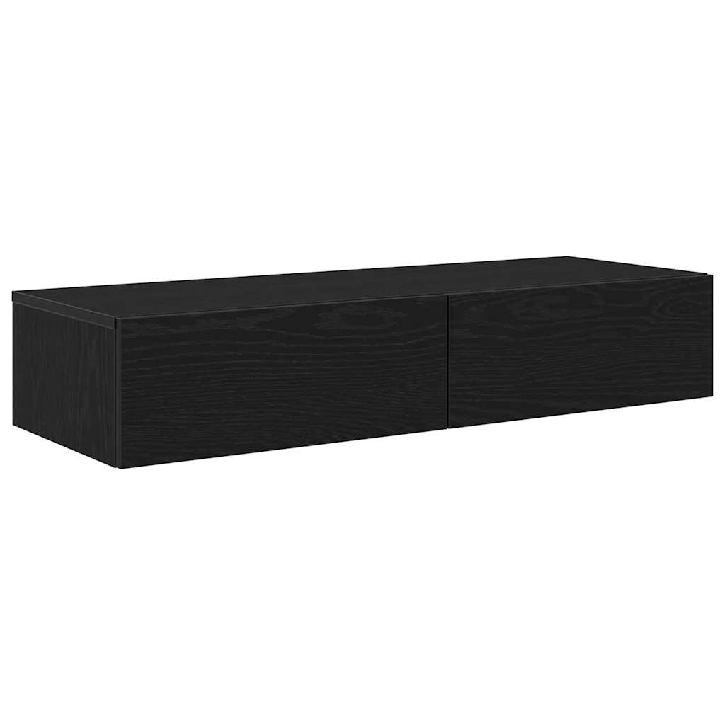 vidaXL Ράφι τοίχου με συρτάρια Μαύρο 100x36x19 cm Κατασκευασμένο ξύλο