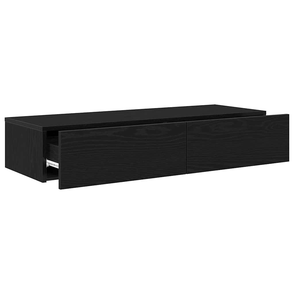 vidaXL Ράφι τοίχου με συρτάρια Μαύρο 100x36x19 cm Κατασκευασμένο ξύλο