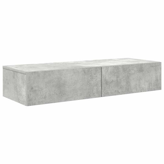 vidaXL Ράφι τοίχου με συρτάρια Γκρι μπετόν 100x36x19 cm Ξύλο μηχανής