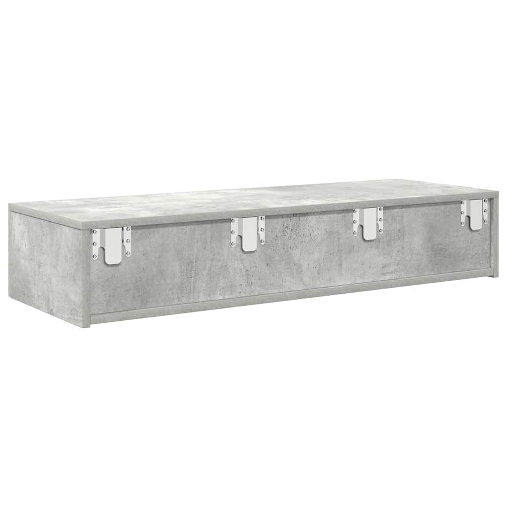vidaXL Ράφι τοίχου με συρτάρια Γκρι μπετόν 100x36x19 cm Ξύλο μηχανής