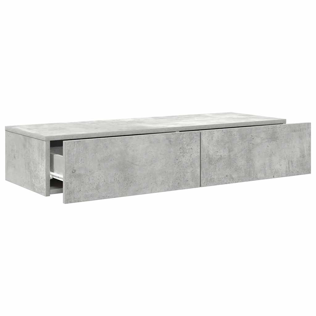 vidaXL Ράφι τοίχου με συρτάρια Γκρι μπετόν 100x36x19 cm Ξύλο μηχανής