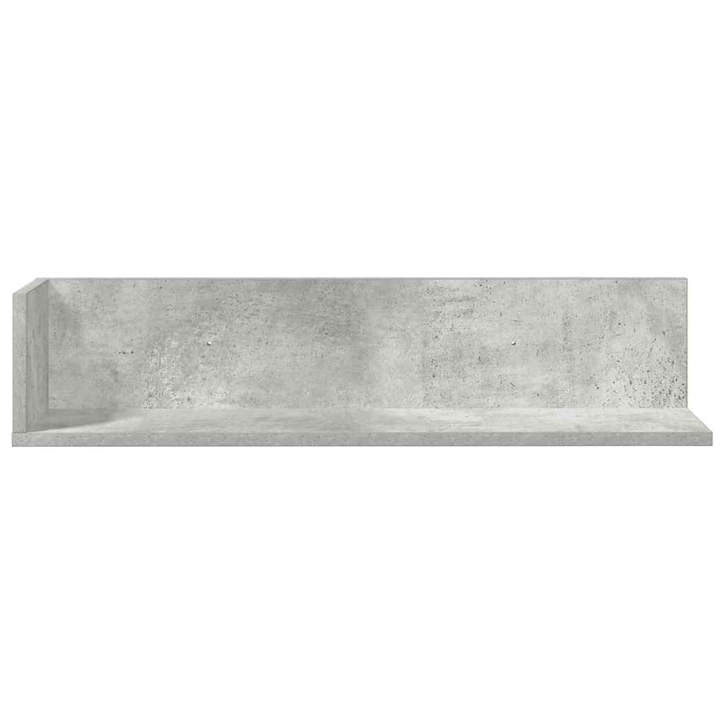 vidaXL Ράφια τοίχου 2 τεμάχια Μπετόν Γκρι 75x16,5x16,5 cm Ξύλο μηχανής
