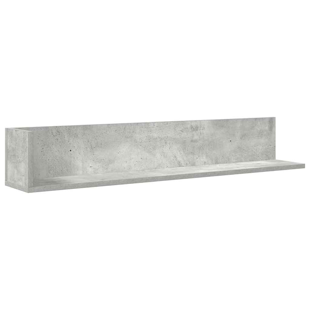 vidaXL Ράφια τοίχου 2 τεμάχια Μπετόν Γκρι 100x16,5x16,5cm Ξύλο μηχανής