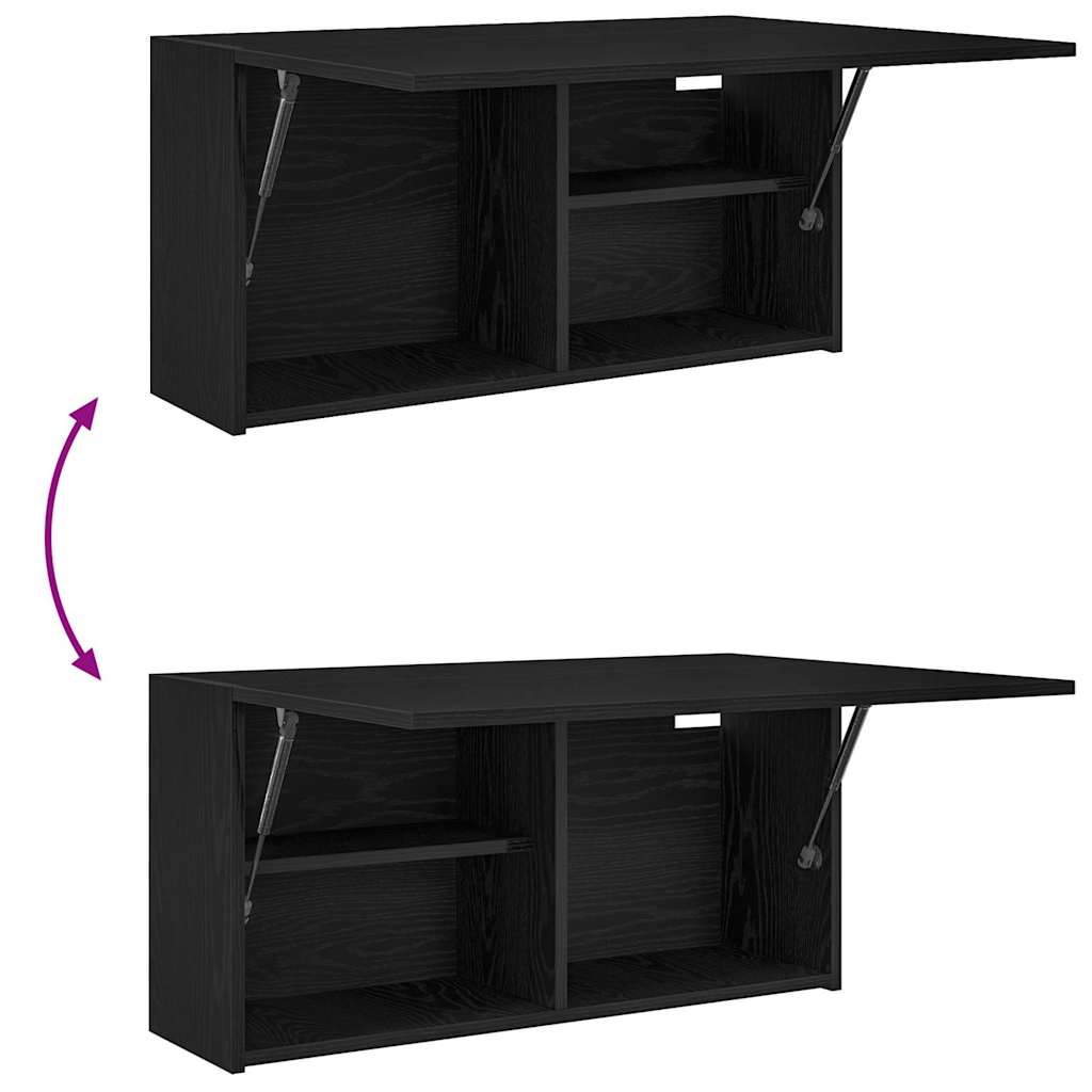 vidaXL ντουλάπι τοίχου μπάνιου μαύρο 80x25x40 cm κατασκευασμένο ξύλο